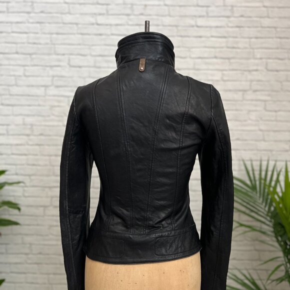 Mackage Kenya Black Leather Motorcycle Jacket XS Moto Jacket Ladies Tailored - Picture 5 of 16